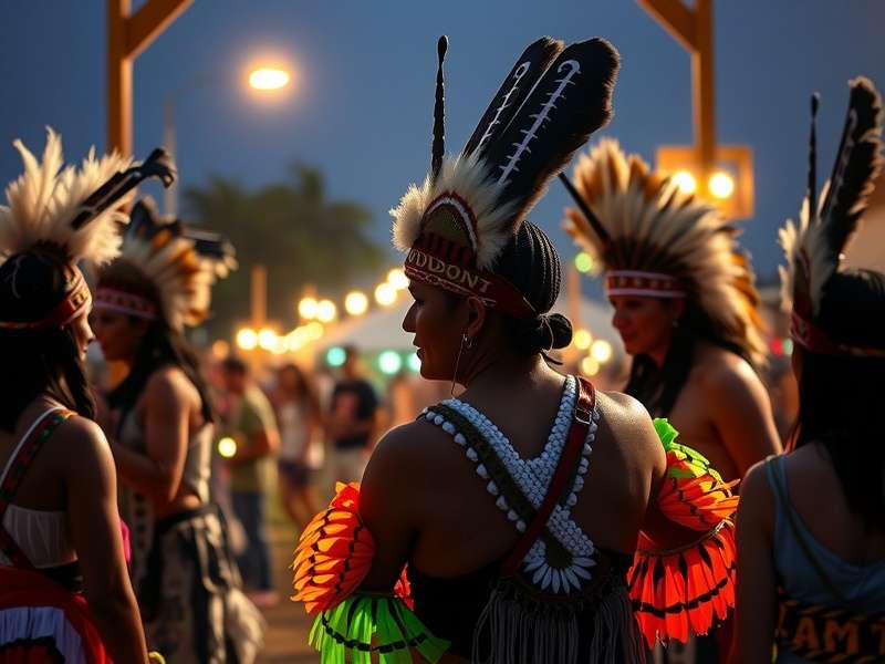 Urban Frontier Indian community celebrating in-game festival